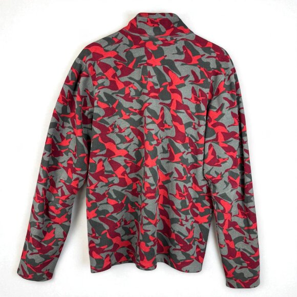 Eddie Bauer Jacket Men's Size Large Geese Camo Pullover Fleece Red Gray 1/2 Zip - Picture 4 of 10